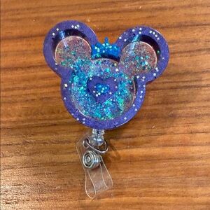 Glittery Purple Mickey Mouse Badge Reel